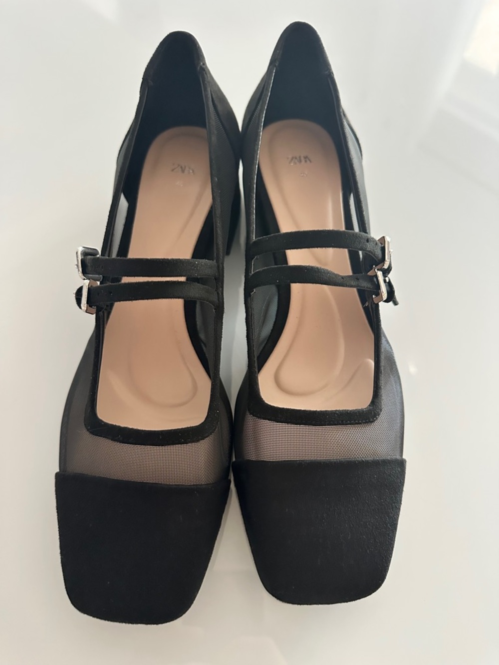 Zara Black Mesh Mary Jane Heels